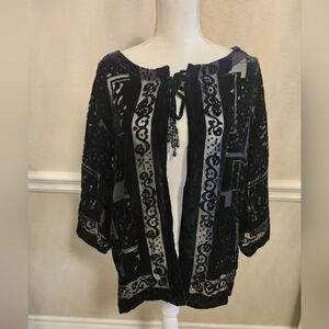 black Whimsigoth Witchy sheer velvet shrug cardigan size medium